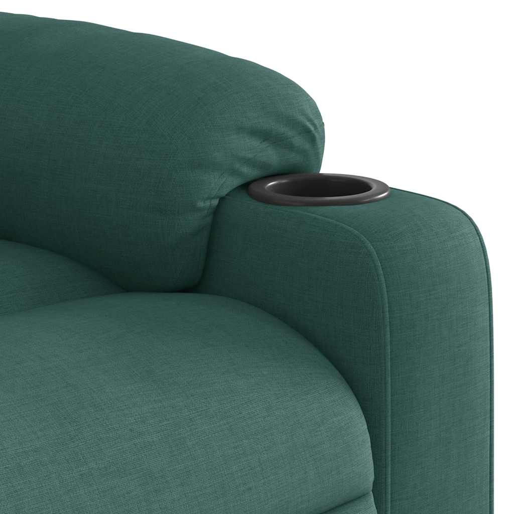 Electric Recliner Chair Dark Green Fabric