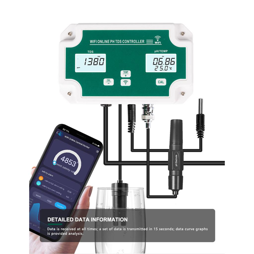 WiFi Online PH   Controller Professional 3 In 1 PHCelsius CelsiusTEMP Water Quality Detector PH Controller Water Quality Tester for Aquarium Hydro