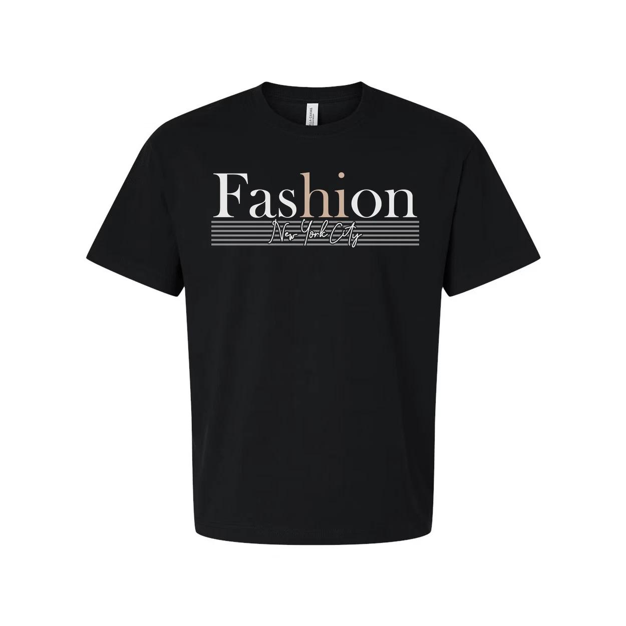 

Fashion New York Graphic T Shirt Unisex Casual Tee With Striped Backdrop Design 4XL
