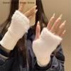 Warm And Cold-proof Plush Half-finger Gloves for Women Versatile Cute Office Wear for Autumn And Winter