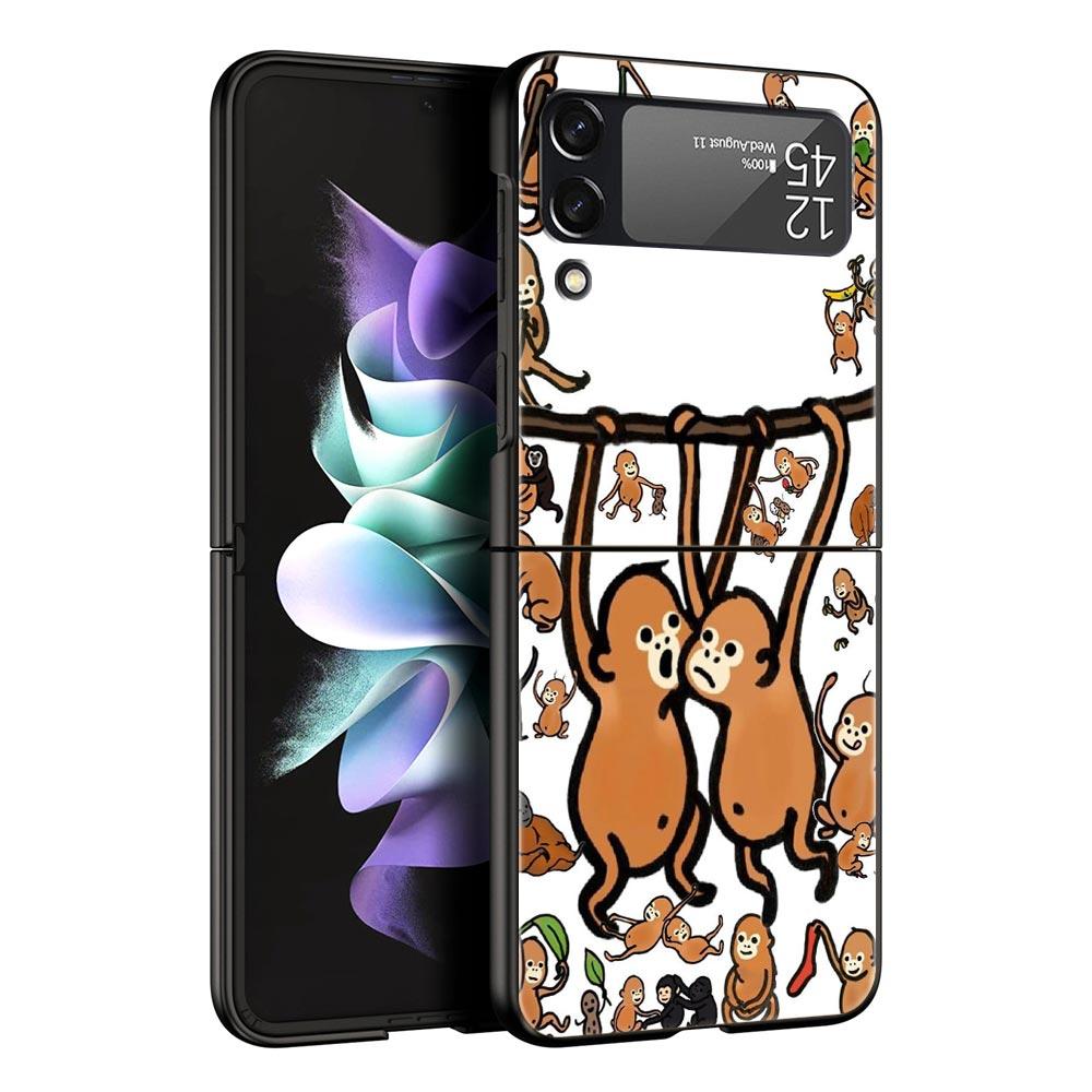 

Жесткий ПК Чехол для Телефона Обезьяна и Банан Для Samsung Galaxy Z Flip 7 6 5 4 Черный Чехол Для Galaxy Z Flip 3 Складной Fundas Чехол Сумка Z Flip