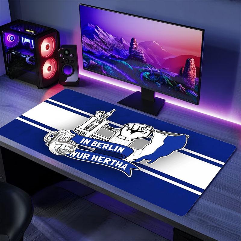 Hertha BSC Mauspade, Große Gaming-Schreibtischmatte, Rutschfestes XXL-Mauspad für Laptop & Tablet, Mini-PC-Spielmatte mit genähten Kanten
