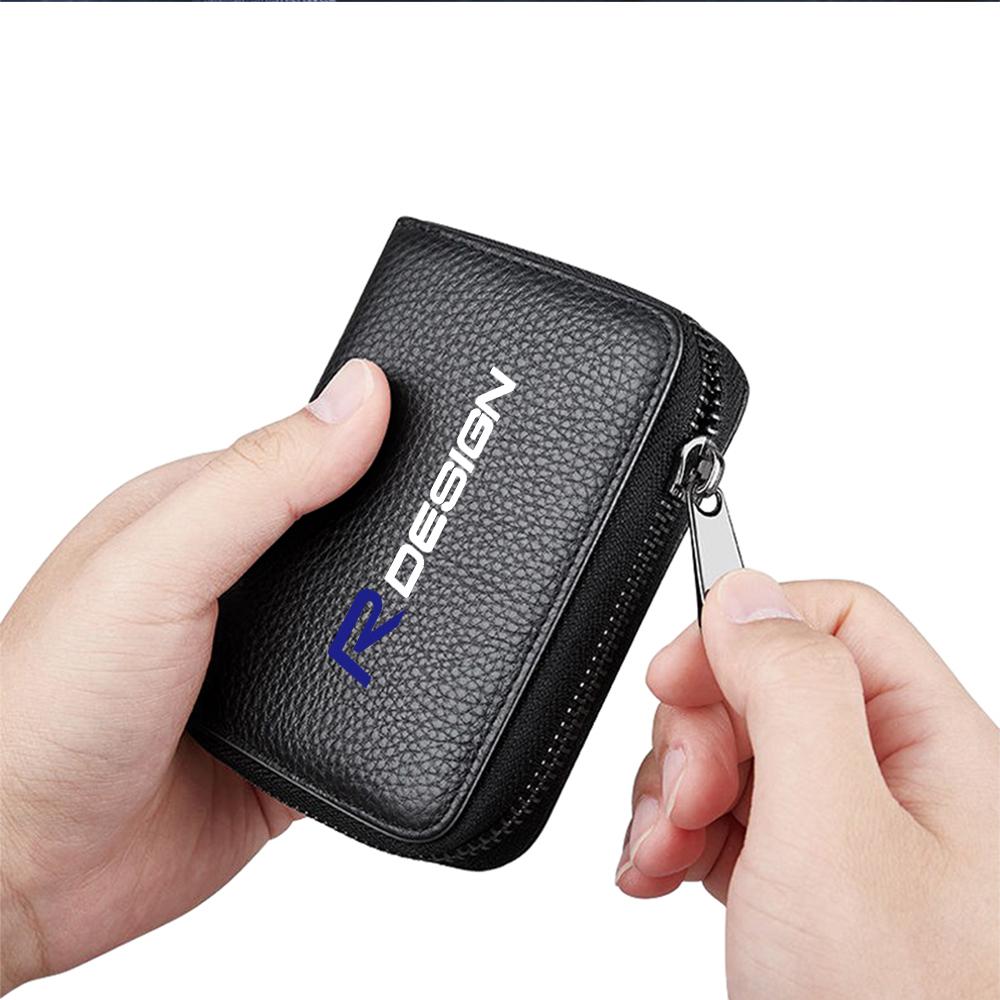 PU Leather Short Wallet With Zipper Coin Pocket Vintage Big Capacity Short Money Purse Card For Volvo XC90 XC60 C30 S60 C70 XC40 FK4