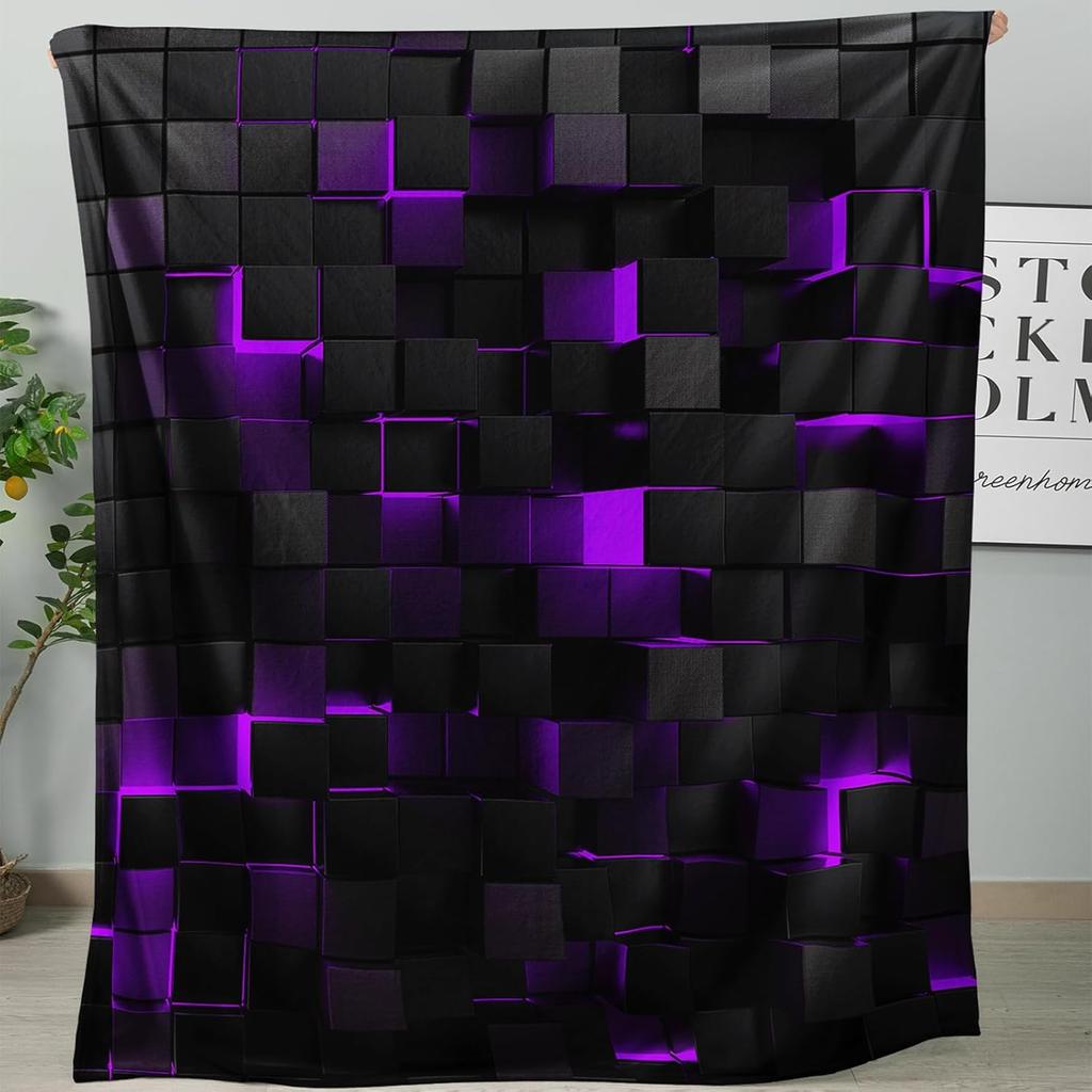 Geometry Fleece Throw Blanket Ultra Soft Cozy Modern Geometric Flannel Blanket for Sofa Couch Bed Chair Camping Travel Or Dorm