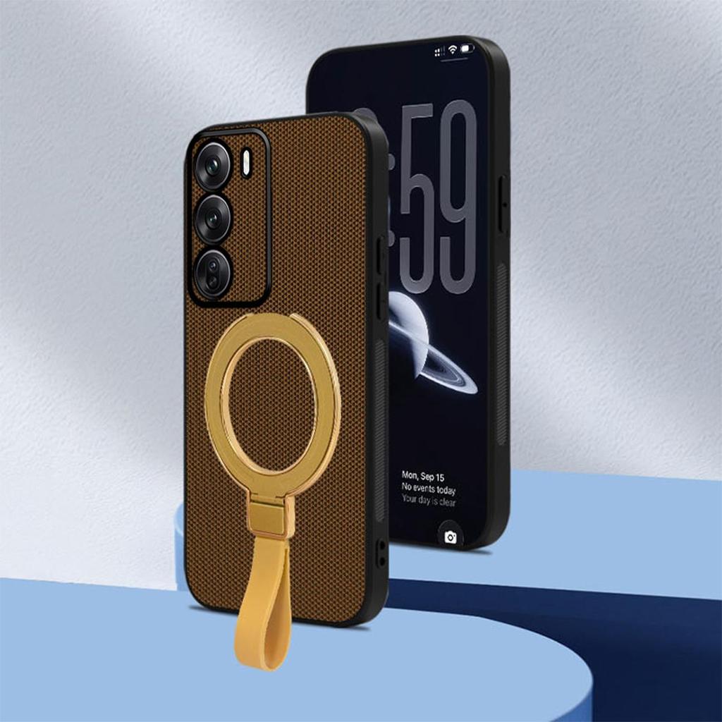 Premium PU Leather Magnetic Ring Stand Phone Case for OPPO Reno12 Pro 5G,Reno12 5G Business Style Protective Cover