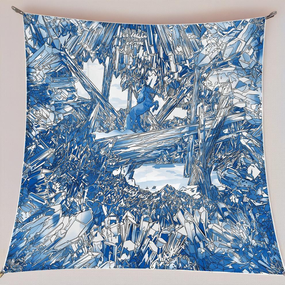 Spring New 90Cm Square Scarf Handmade Desktop Twill Silk High-End Shawl Headscarf Machine Curling Women Fashion Trend