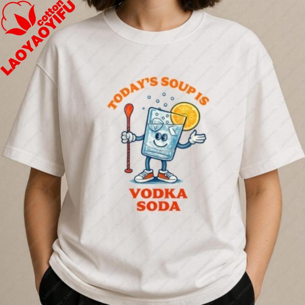 Vodka Soda Shirt Funny Cocktail Graphic Tee Retro Humor Harajuku Gothic Unisex Clothing Ropa De Mujer