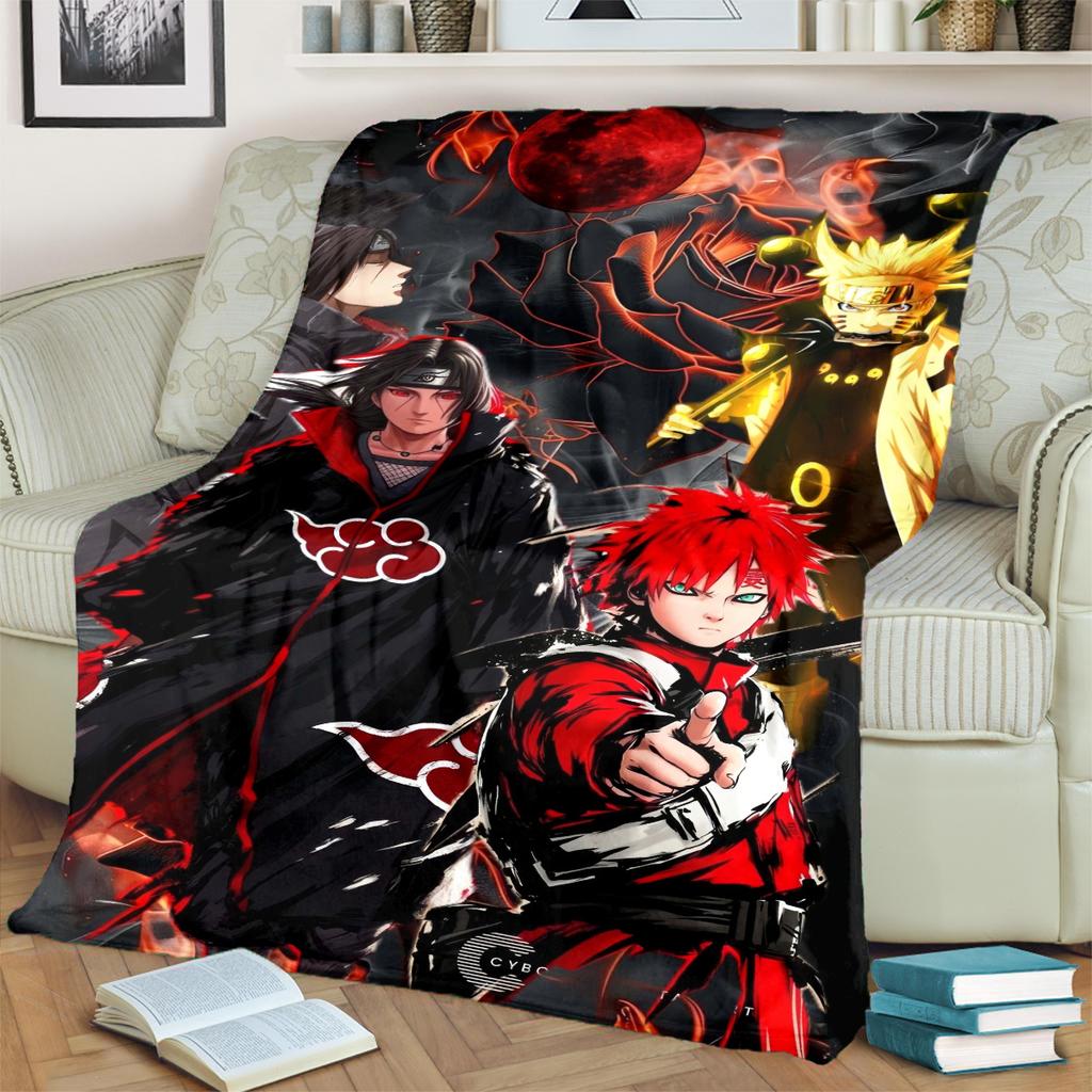 Anime-Naruto Print Blanket Warm Comfortable Flannel Blanket for Bedrooms, Sofas, Beds, Chairs, Picnics, Travel -LXR79