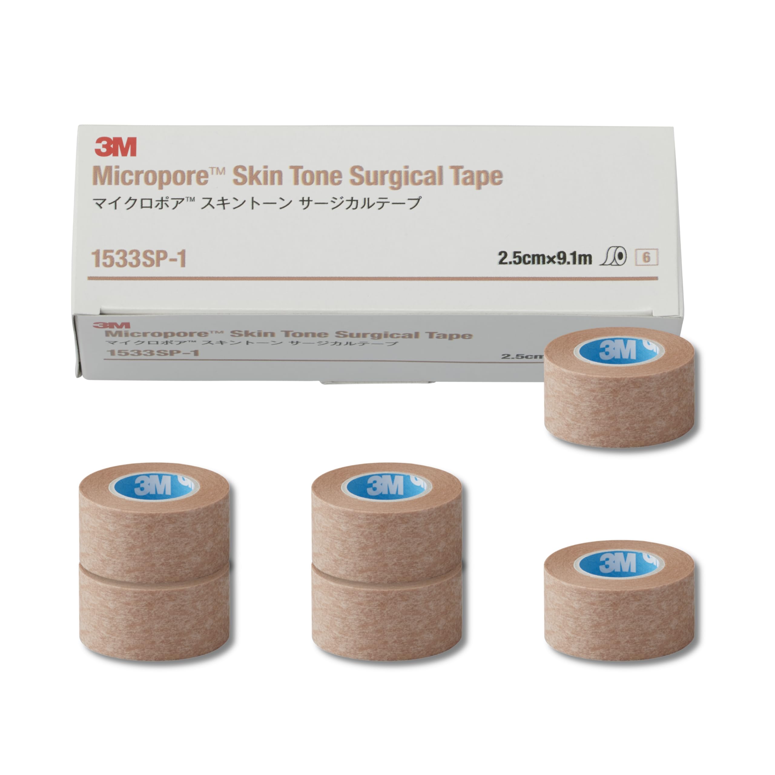 

Solventum Surgical Skin Medical Scar 25mm x 6 Tape, Micropore, Tone, Nonwoven, Tape, Removal, Post-Surgery Bandage, 9.1m, Rolls, 1533SP-1 бежевый