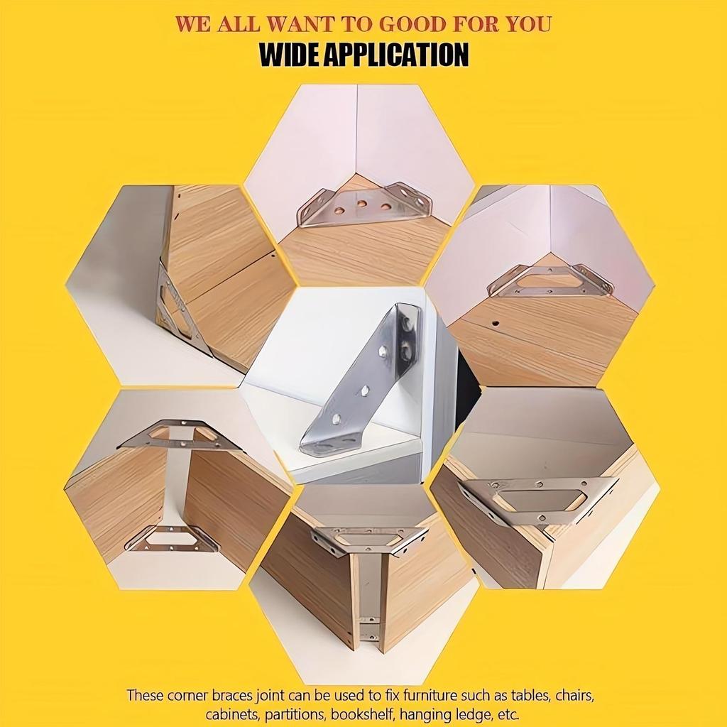 Hochbelastbare Eckwinkel aus Edelstahl mit Schrauben - 90°-Winkelstütze, kratzfest, einfache Installation für Möbel & Holzrahmen