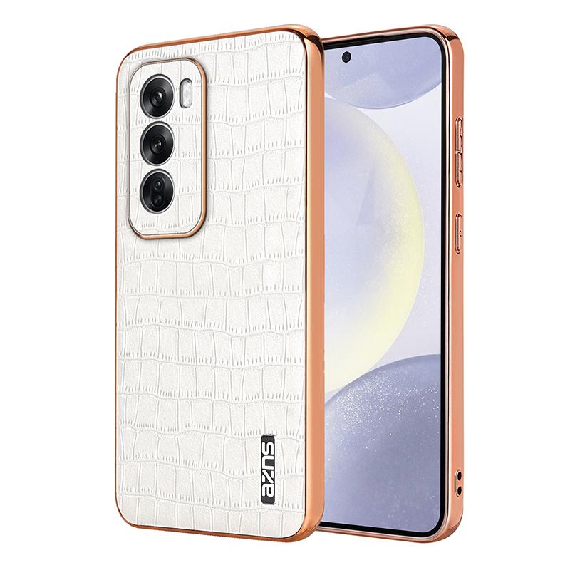 

Роскошный Модный Кожаный Чехол для Телефона с Гальваническим Дизайном под Крокодила для OPPO Reno 13 12 12Pro 5G Задняя Крышка Reno 12 Pro белый