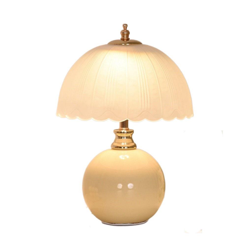 Ceramic Base Flower Bud Table Lamp Glass Cover Bedside Lamp Modern Ambient Light  Bedroom