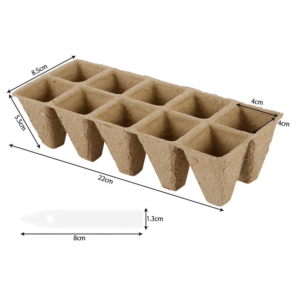10Pcs 10 Grids Peat Pots Seed Starter Peat Pots Biodegradable Sprouting Seedling Trays For Indoor And Outdoor Plants Gardening