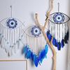 Boho Style Evil Eye Dream Catcher Handmade Blue Wall Hanging Woven Dream Catcher for Home Office Bedroom Living Room