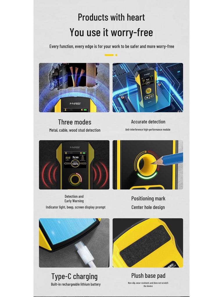 FNIRSI WD-02 Hochpräziser Multifunktions-Wanddetektor für Drähte, Metall und Stahlbewehrung