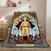 One Punch Man Trendy 2D Print Flannel Blanket, Cartoon Theme for Home Decor, All-season Bed Travel Blanket_LIAN