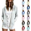 Giacca Cardigan da Donna Casual Corta Larga con Cappuccio e Zip