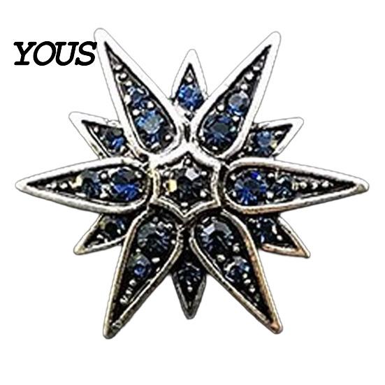 Shirt Collar Button 1/2Pcs Double-Layered Eight-Pointed Star Lapel Pin with Rhinestones, Thickened Alloy Star-shaped Brooch Safety Buckle
