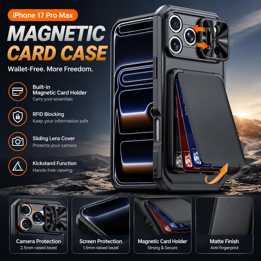Magnetic Card Holder Case for iPhone 17 Pro Max