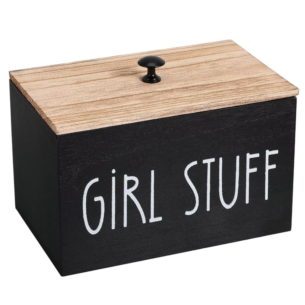 Wooden Cotton Pads Storage Box 1/3 Grids with Lid Lady Pad Storage Container Large Capacity Dust Proof Tampon Holder Bathroom