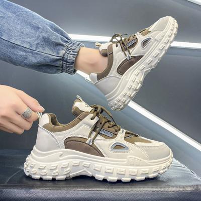 Fashion Men Sneakers Fashion White Sports Shoes Anti Slip Shoes Comfort Male Students Trendy Running Thick Soled Lace-Up Casual Shoes