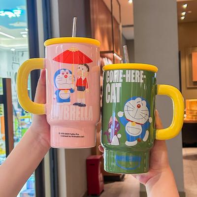 Cute Bingba Cup Boys and Girls Large Capacity Straw Cup Couple Home Drinking Cup Birthday Gift