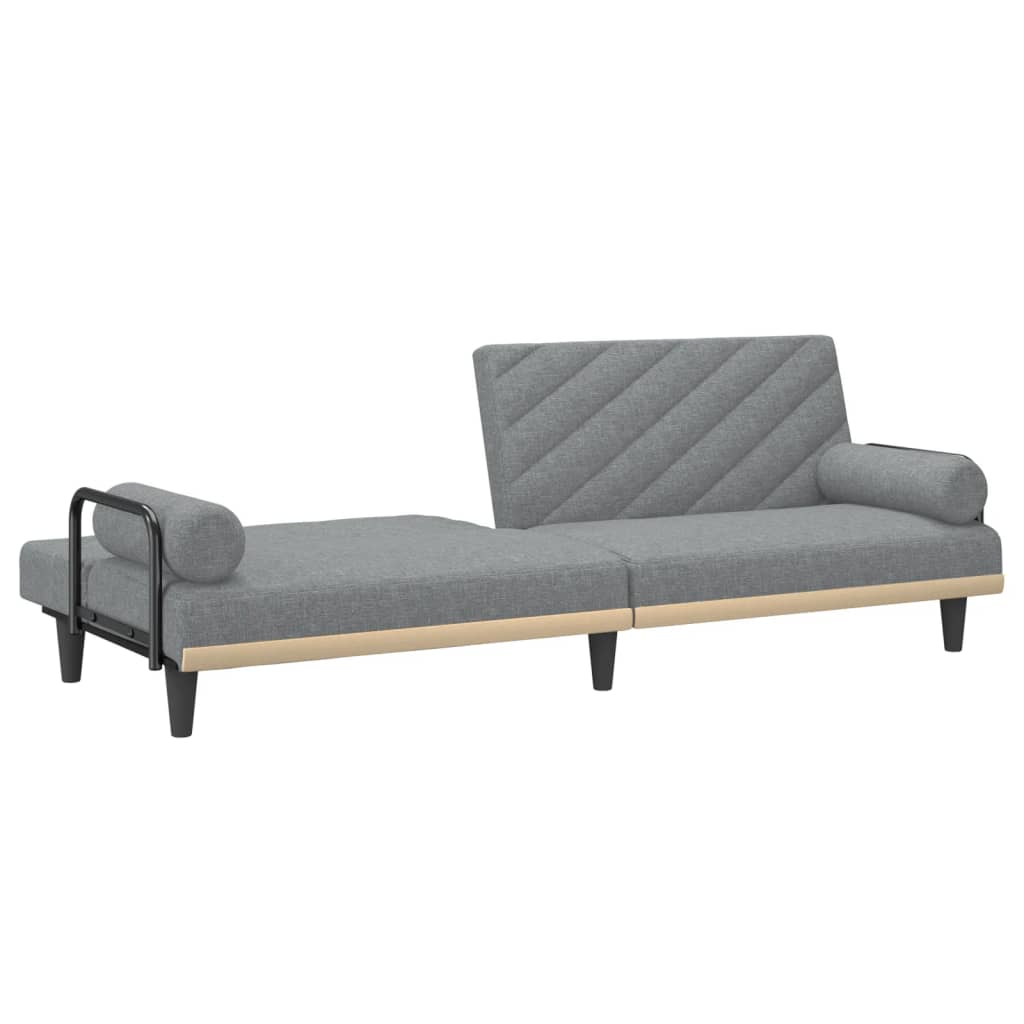 Vidaxl Foldable Sofa With Armrests, Light Gray, Fabric Upholstered