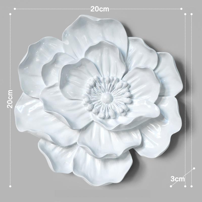 Szykowna 3D Biało-Szara Żywica Lotos Piwonia Kwiat Wiszące Ozdoby Styl Europejski Sztuka Dom TV Ściana Tło Dekor Rzemiosło Prezent
