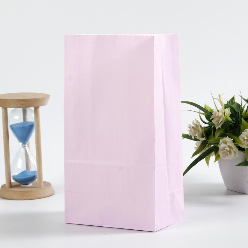 10 peças Macaron Sacos de presente de papel Doces Presente Rosa Sacos Kraft Decoração de festa de aniversário infantil Chá de bebê Suprimentos de casamento