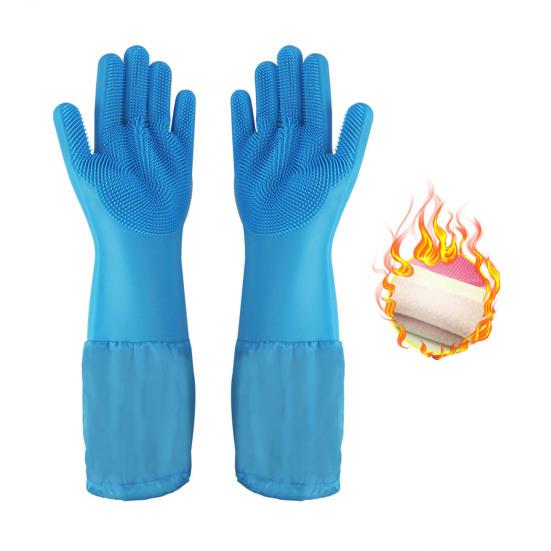 1 Pair Housework Gloves Silicone Cleaning Gloves with Anti-Slip Texture
