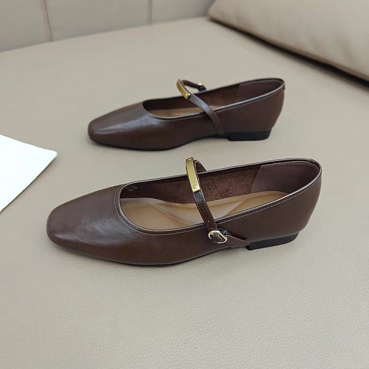 French retro Mary Jane shoes women's new spring and autumn season square head shallow mouth word with thick heel single shoes with skirt