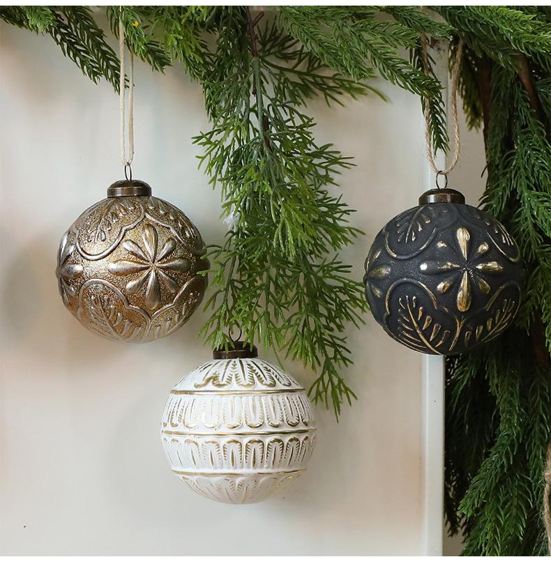 12Pcs 8cm Vintage Christmas Ball Christmas Hanging Decorations Xmas Tree Pendants Plastic Christmas Ornaments Ball New Year