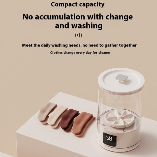 Underwear Washer Portable Rechargeable Cordless Mini Washing Machine Large Capacity Digital Display Wireless Laundry Machine