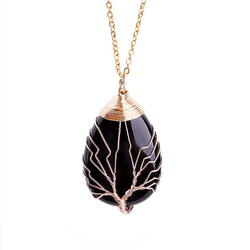 Arbre de Vie 7 Chakras Pierre Naturelle Collier Cristal Énergie Guérison Pendentif Fait Main Collier pour Femmes Hommes Bijoux Yoga