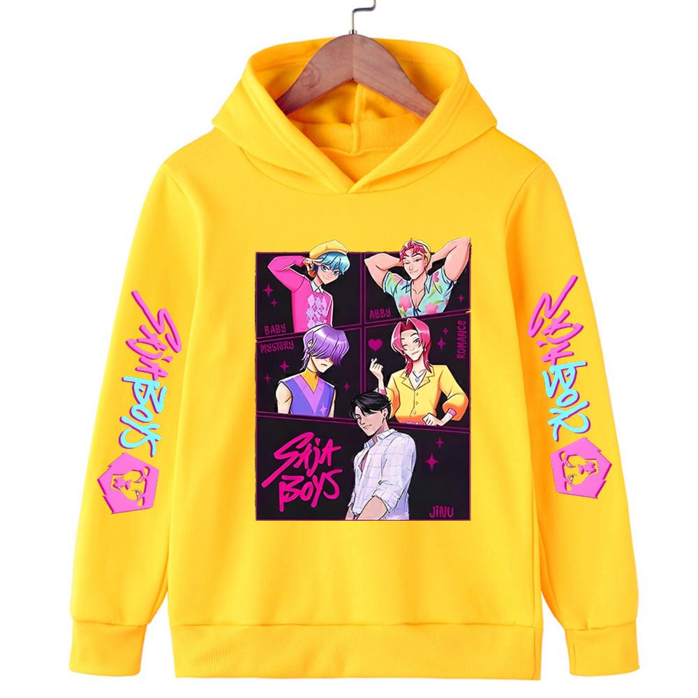 Korean Saja Boys' K-pop Devil Hunter Printed Hooded Sweatshirt, A Fashionable Casual Top for Both Boys and Girls in Autumn