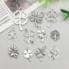 Antique Silver Alloy Four-Leaf Clover Pendant Charm for DIY Jewelry Making