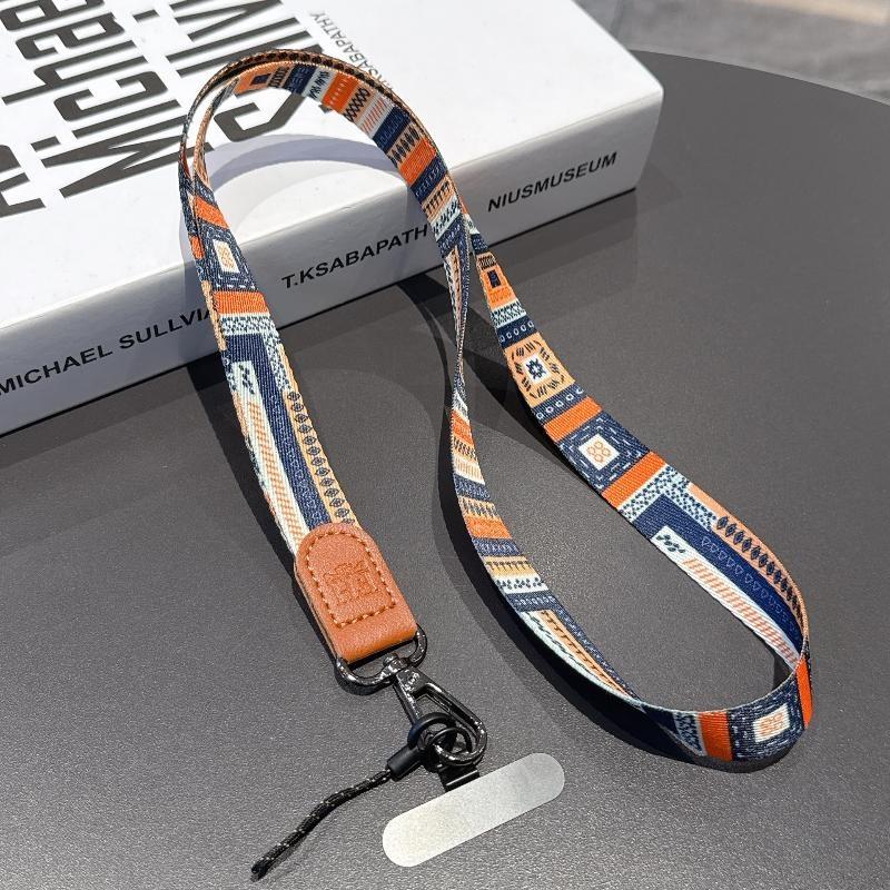 Retro Pattern Crossbody Cell Phone Lanyard Adjustable Hanging Neck Mobile Phone Strap Lanyard Pendant With Universal Card Gasket