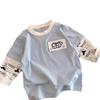 Kids Long Sleeve Mock Two Piece Top for Boys and Girls Soft Comfortable Spring Autumn Wear