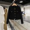 Black Round Neck Fragrant Short Coat French Tweed Top for Little Men