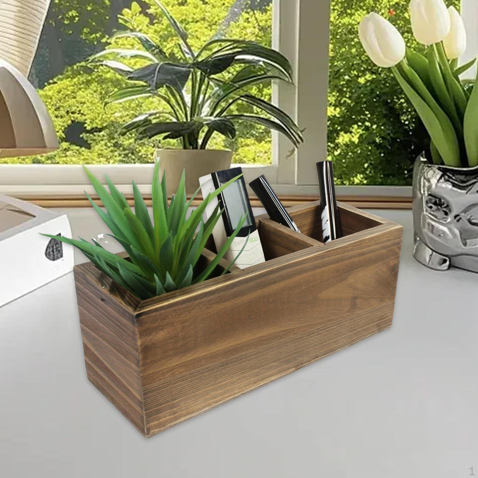 

Desk Organizer Wood Pen Holder Office Organization Desktop Storage Wooden Remote Control for