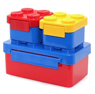 Stackable Lunch Bento Salad Oxford Character Stylish Travel Total 3 Boxes, Boxes, Boxes, Blocks, Kids, Kids, Family, Picnic, (Red, Yellow, Blue, Pack)