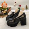 British style small leather shoes  winter new Spice Girl platform-soled velvet single shoes high-heeled warm loafers