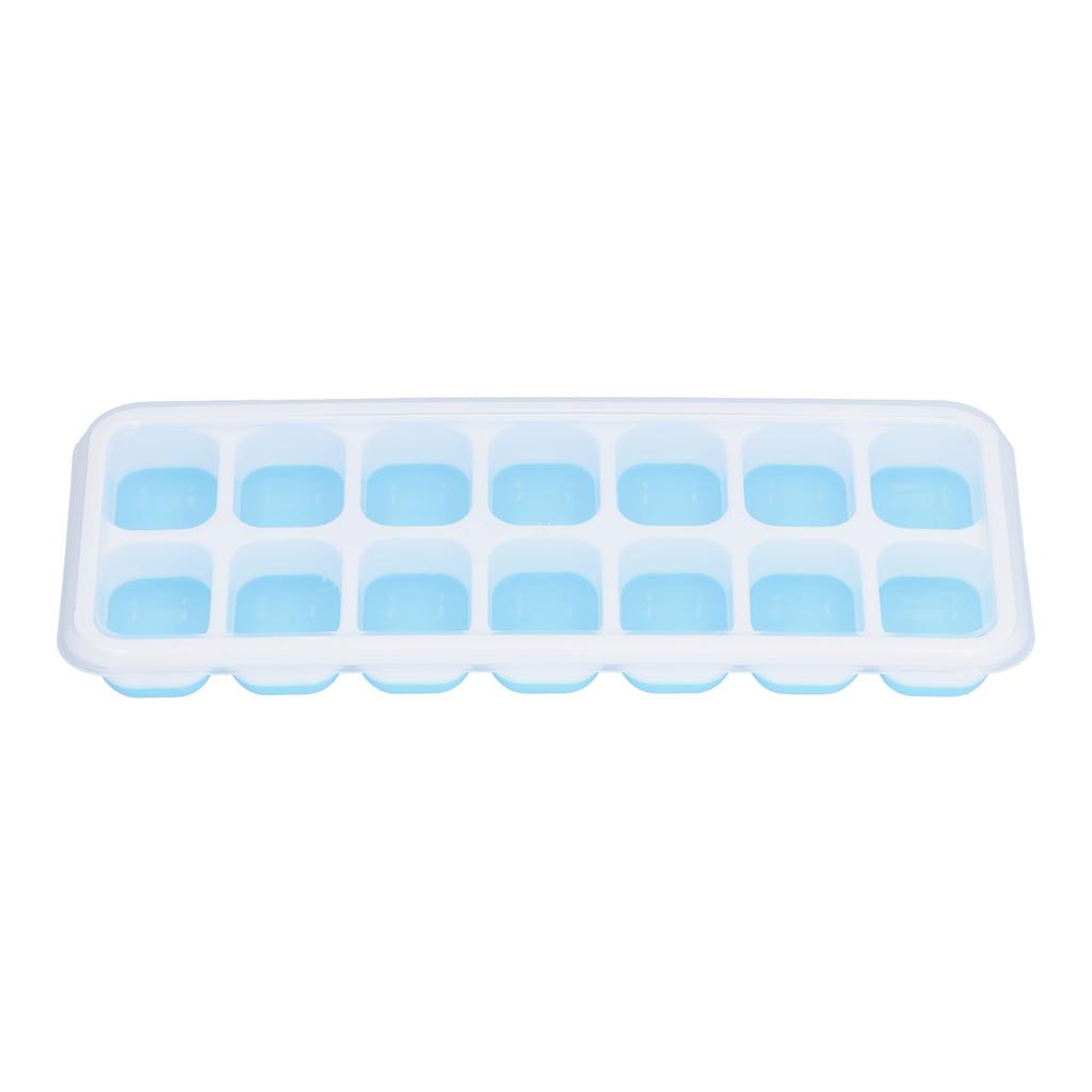 Ice Cube Tray Food Grade Plastic Silicone Ice Mold with Removable Lid for CocktailBlue