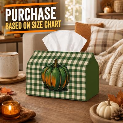 1pc Autumn Tissue Box Holder with Rustic Farmhouse Autumn Design - Pumpkin Vegetable Nature, Durable Polyester, Ideal for Kitchen, Living Room, Bedroo