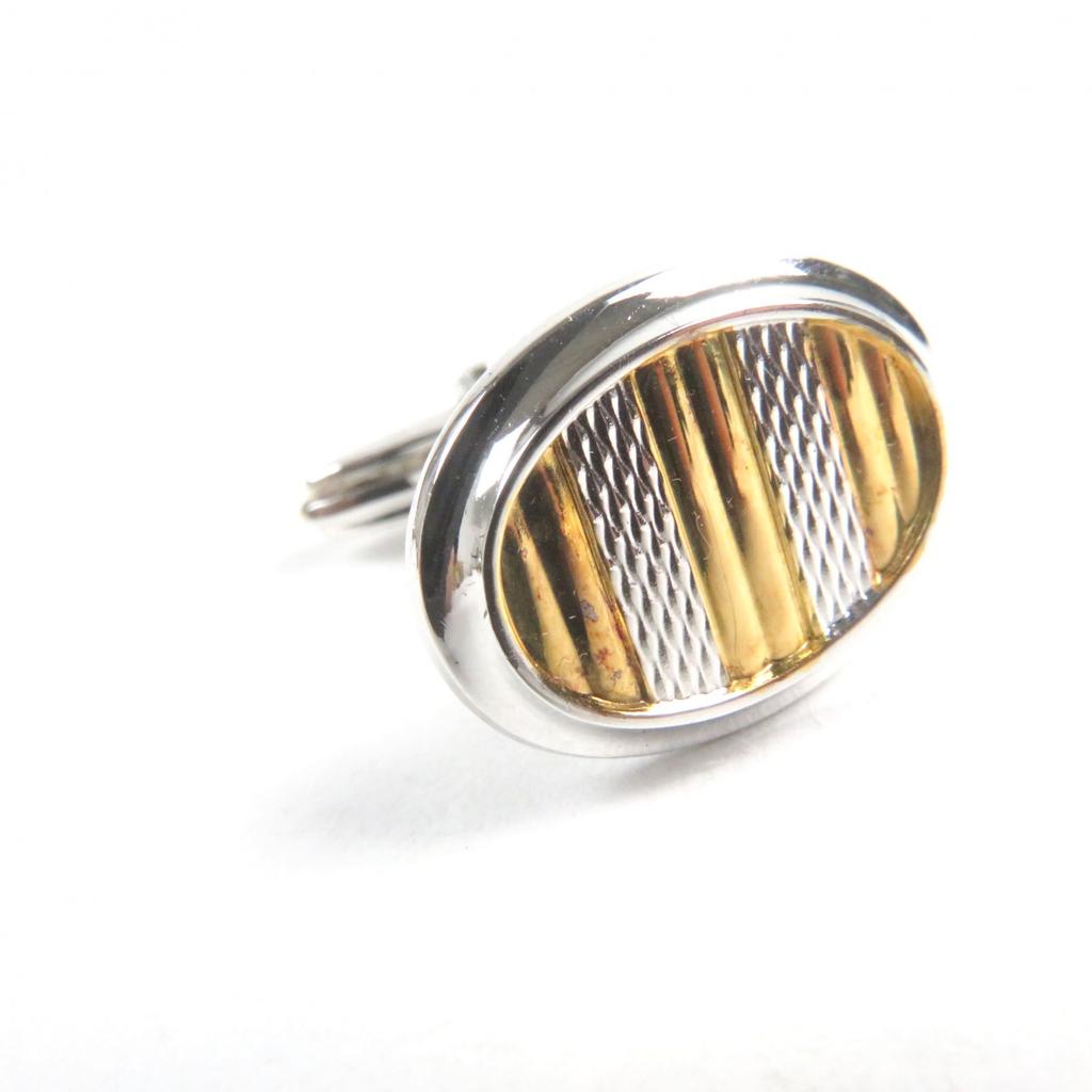 Excellent Dunhill Cufflinks cufflinks Oval Shape Bi-Color Textured Stripes Silver SV925 mens Used