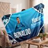 Coperta Personalizzata in Pile Cristiano Ronaldo con Logo Calcio, Testo Nome Personalizzato Morbida Calda Coperta da Divano per la Casa