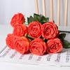 10 Heads Artificial Rose Flower Realistic Faux Silk Long Stem Rose Bouquet with Leaf for Home Kitchen Office Wedding Party Decoration