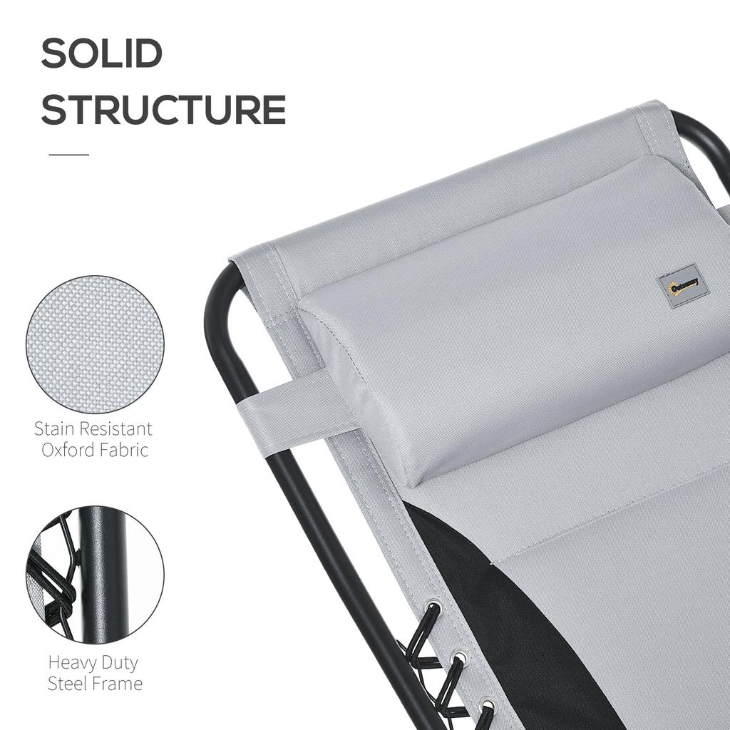 Zero Gravity Lounger Chair, Folding Reclining Patio Chair with Padded Seat, Cup Holder, Soft Cushion and Headrest for Poolside, Camping, Light Grey