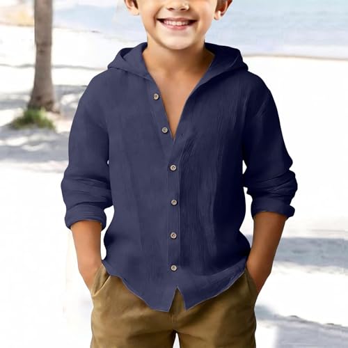 Boys  Linen Button Shirt - Long Sleeve Casual Top 140