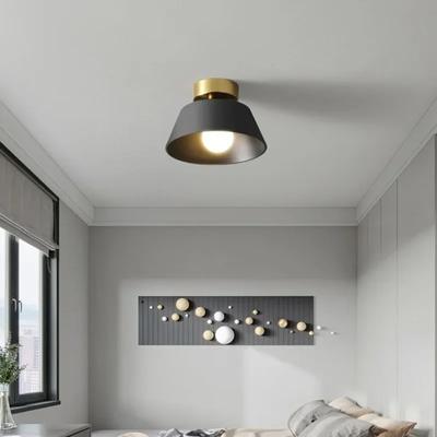 Retro Ceiling Light LED Indoor Decor Lamp Iron Round Black White Lampshade For Balcony Aisle Hallway Corridor Lighting Fixture